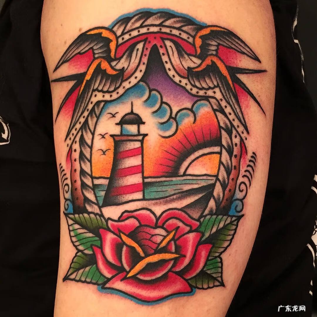 帆船纹身手稿图 海浪帆船纹身