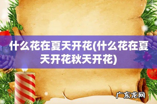 什么花在夏天开花秋天开花 什么花在夏天开花