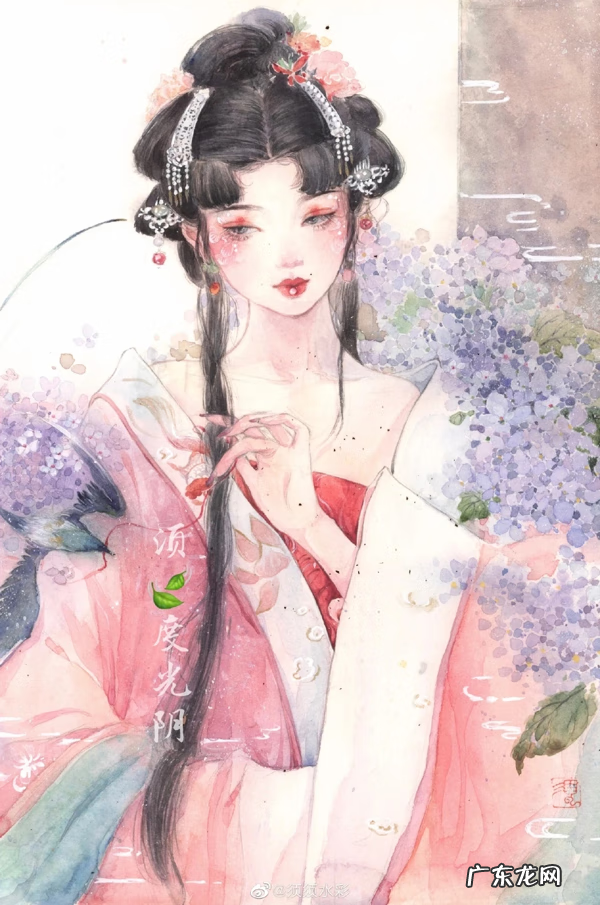 古风动漫水彩图片 好看的古风水彩画人物图