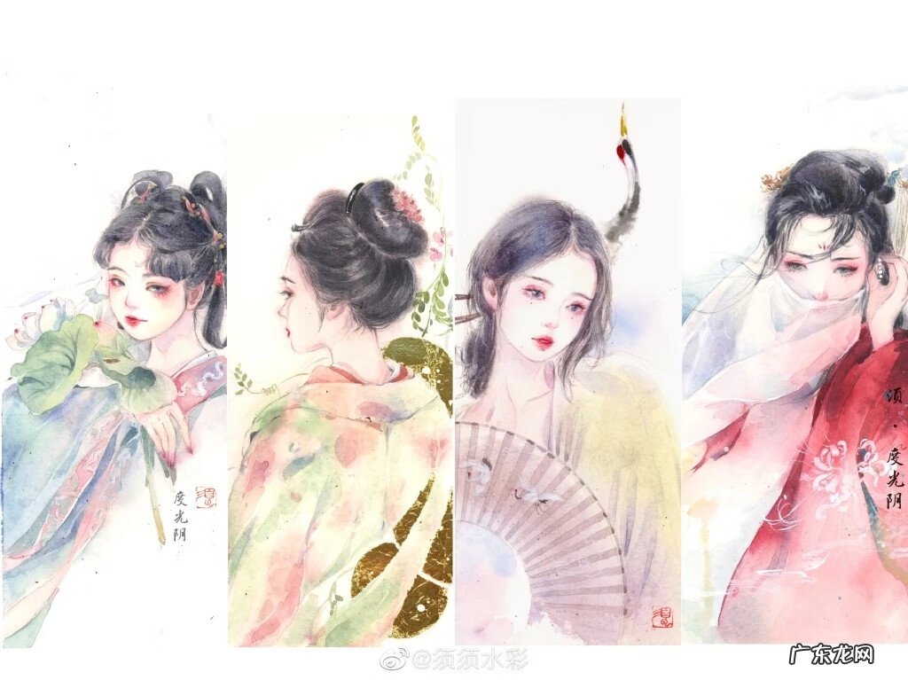 古风动漫水彩图片 好看的古风水彩画人物图
