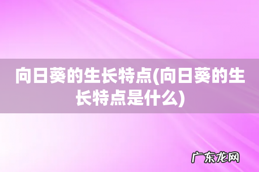 向日葵的生长特点是什么 向日葵的生长特点