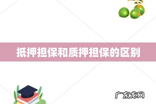 抵押担保和质押担保的区别