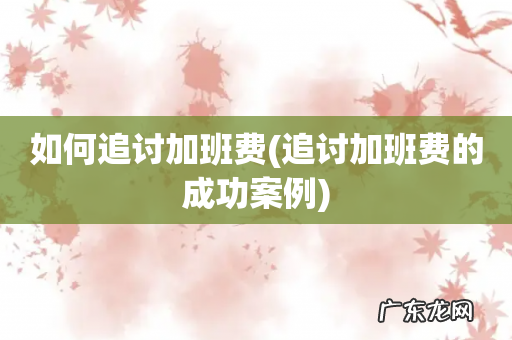 追讨加班费的成功案例 如何追讨加班费
