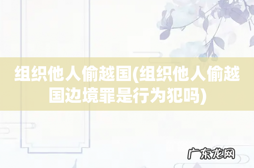 组织他人偷越国边境罪是行为犯吗 组织他人偷越国
