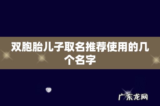 双胞胎儿子取名推荐使用的几个名字