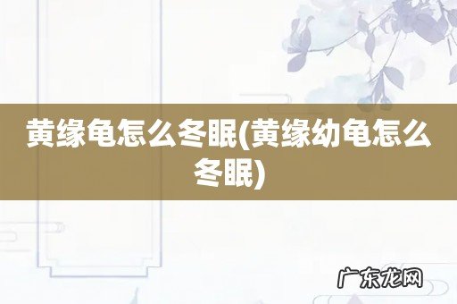 黄缘幼龟怎么冬眠 黄缘龟怎么冬眠