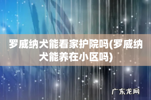 罗威纳犬能养在小区吗 罗威纳犬能看家护院吗