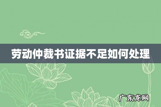 劳动仲裁书证据不足如何处理