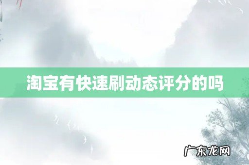 淘宝有快速刷动态评分的吗