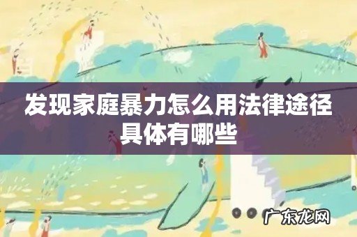 发现家庭暴力怎么用法律途径具体有哪些