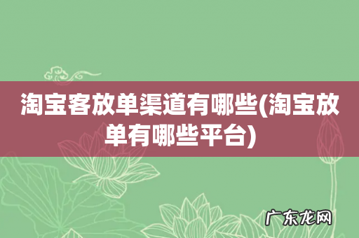 淘宝放单有哪些平台 淘宝客放单渠道有哪些