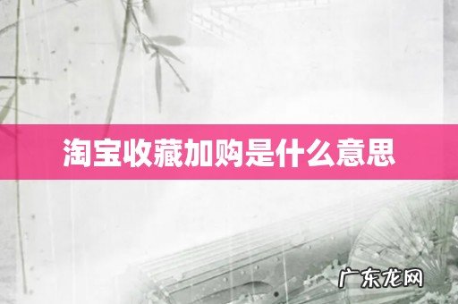 淘宝收藏加购是什么意思