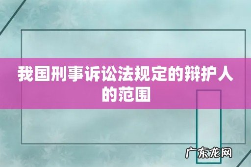 我国刑事诉讼法规定的辩护人的范围