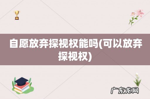 可以放弃探视权 自愿放弃探视权能吗