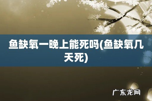 鱼缺氧几天死 鱼缺氧一晚上能死吗