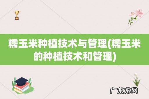 糯玉米的种植技术和管理 糯玉米种植技术与管理