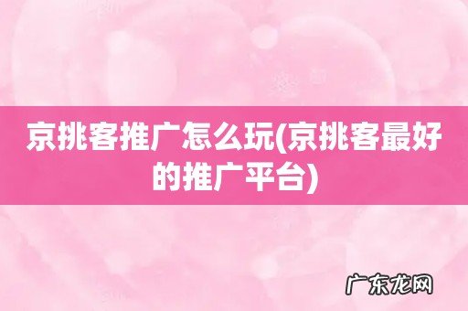 京挑客最好的推广平台 京挑客推广怎么玩