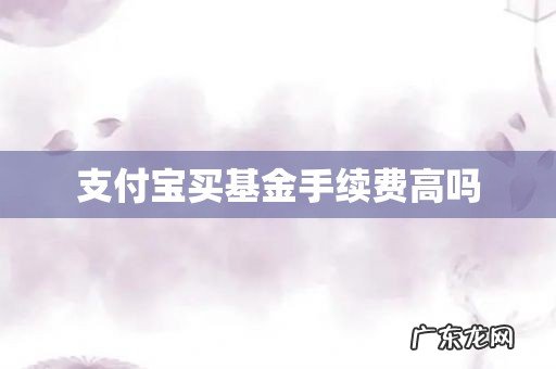 支付宝买基金手续费高吗
