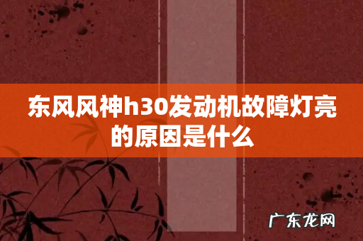 东风风神h30发动机故障灯亮的原因是什么