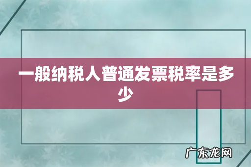 一般纳税人普通发票税率是多少