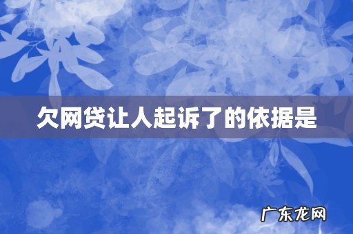 欠网贷让人起诉了的依据是