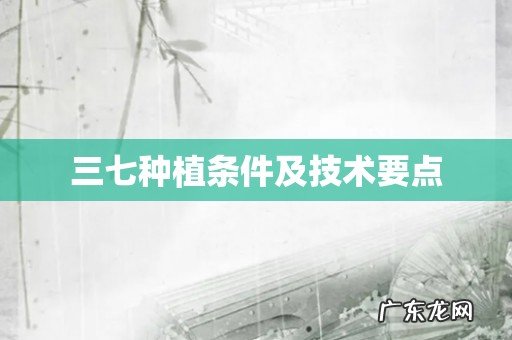 三七种植条件及技术要点
