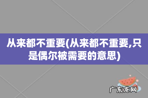 从来都不重要,只是偶尔被需要的意思 从来都不重要