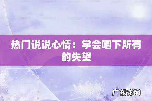 热门说说心情:学会咽下所有的失望