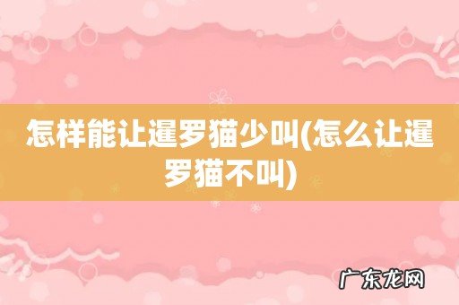 怎么让暹罗猫不叫 怎样能让暹罗猫少叫