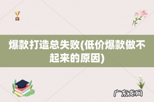 低价爆款做不起来的原因 爆款打造总失败