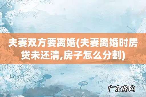 夫妻离婚时房贷未还清,房子怎么分割 夫妻双方要离婚