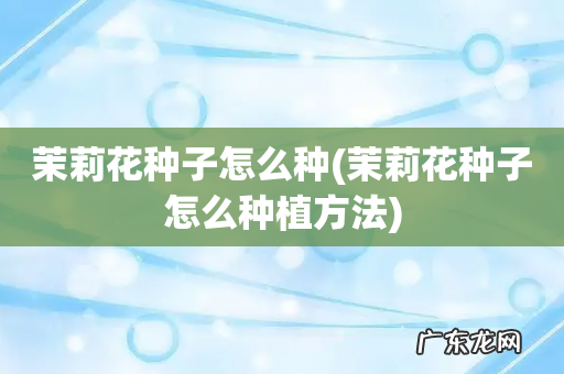 茉莉花种子怎么种植方法 茉莉花种子怎么种
