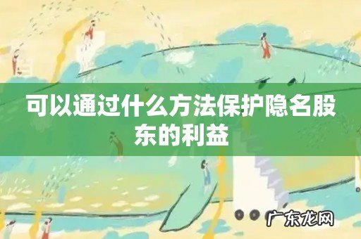 可以通过什么方法保护隐名股东的利益