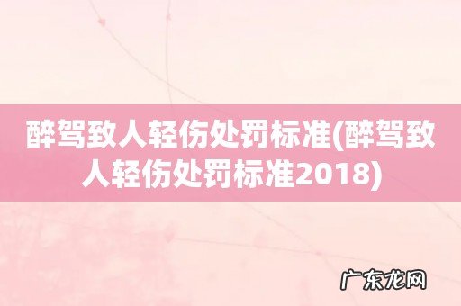 醉驾致人轻伤处罚标准2018 醉驾致人轻伤处罚标准