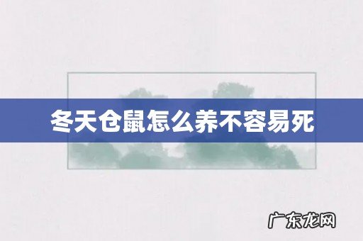 冬天仓鼠怎么养不容易死