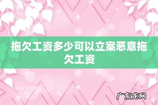 拖欠工资多少可以立案恶意拖欠工资