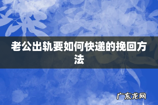 老公出轨要如何快递的挽回方法