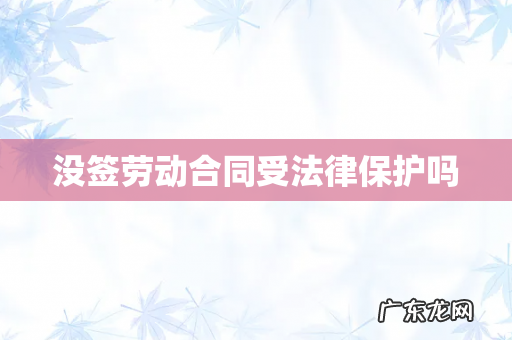 没签劳动合同受法律保护吗