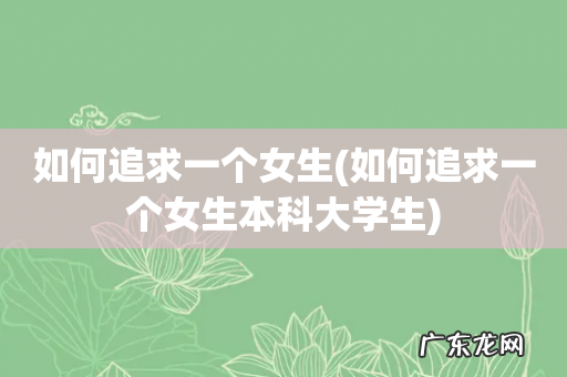 如何追求一个女生本科大学生 如何追求一个女生