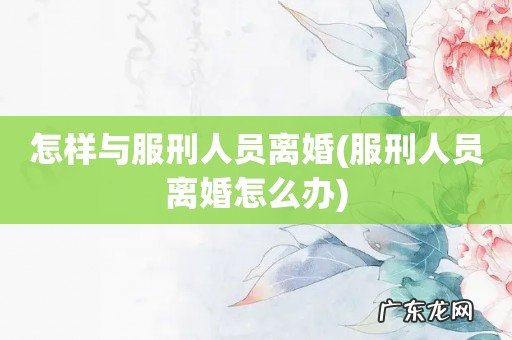 服刑人员离婚怎么办 怎样与服刑人员离婚