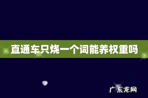 直通车只烧一个词能养权重吗