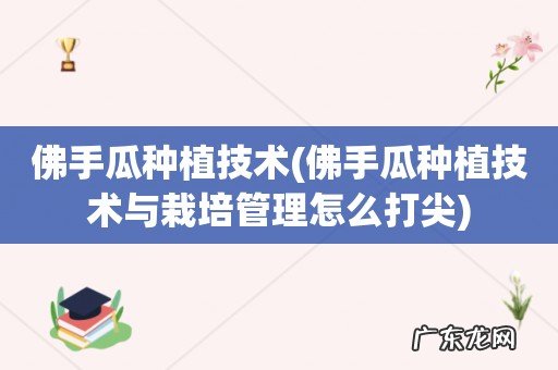 佛手瓜种植技术与栽培管理怎么打尖 佛手瓜种植技术