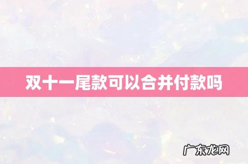 双十一尾款可以合并付款吗