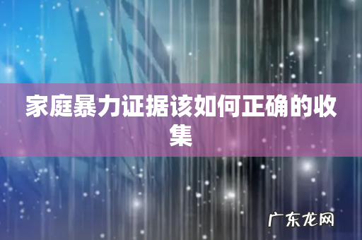 家庭暴力证据该如何正确的收集