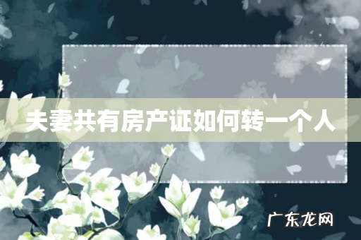 夫妻共有房产证如何转一个人