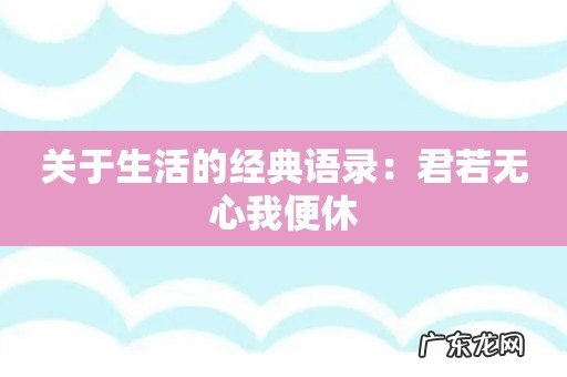 关于生活的经典语录:君若无心我便休