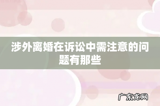 涉外离婚在诉讼中需注意的问题有那些