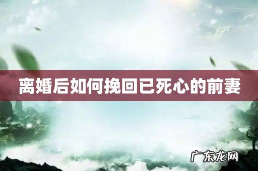 离婚后如何挽回已死心的前妻