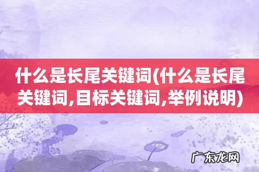什么是长尾关键词,目标关键词,举例说明 什么是长尾关键词