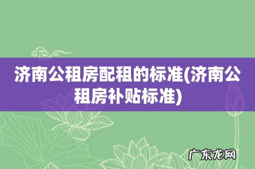 济南公租房补贴标准 济南公租房配租的标准